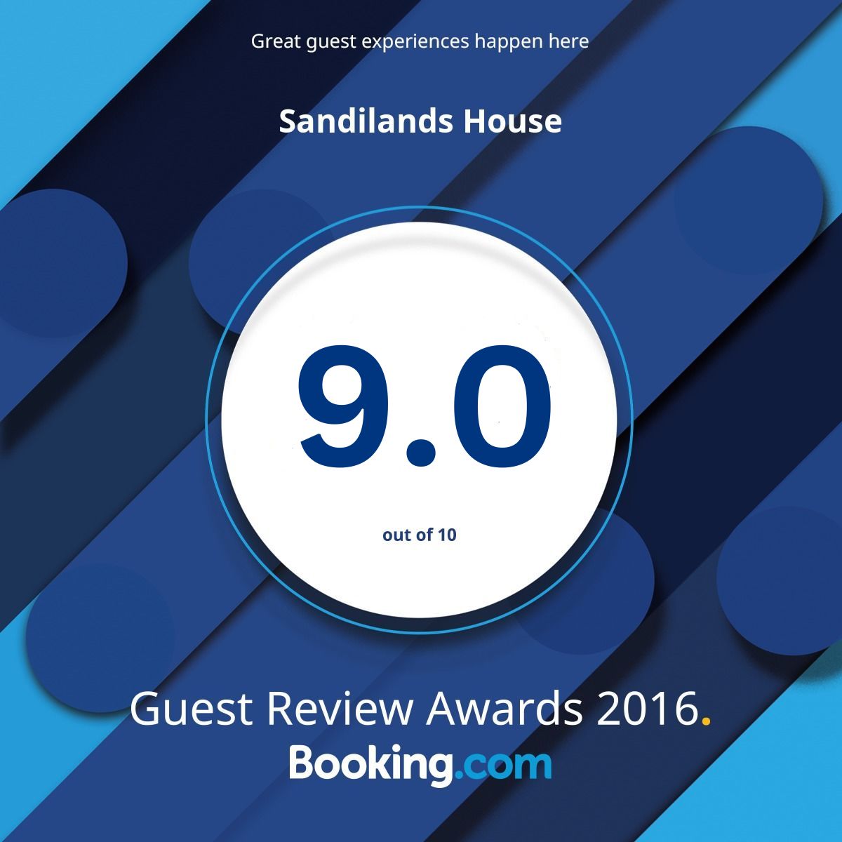 Booking.com 8.9 guest award rating